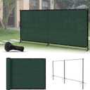 5'x12' Privacy Fence Kit Freestanding Mesh Screen with Iron Poles Temporary Fencing Outdoor Patio Backyard Divider Dog Air Conditioner Trash Fence Green Custom