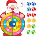 Christmas Dartboard Game For Children, 30-inch Oversized Santa Claus Dartboard, Includes 12 Sticky Balls and 1 Sticky Hook, Family Christmas Party Game, Indoor/Outdoor Fun for Ages 3-12