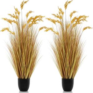 Jexine 2 Pcs Fall Artificial Rice Plants, 4 ft Tall