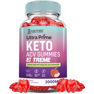 Ultra Prime Keto ACV Gummies Extreme 2000MG UltraPrime Keto Gummies Apple Cider Vinegar Formulated with Pomegranate Beet Juice Powder B12 Vegan Non GMO 60 Gummys (EXP 02/05/26)