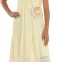 Speechless Girls' Sleeveless Smocked Maxi Sundress (12, Light Yellow/Dot)