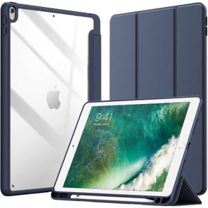 JETech Case for iPad Pro 10.5-Inch and iPad Air 3 (10.5-Inch 2019, 3rd Generation) with Pencil Holder, Clear Transparent Back Shell Slim Stand Shockproof Tablet Cover (Navy)