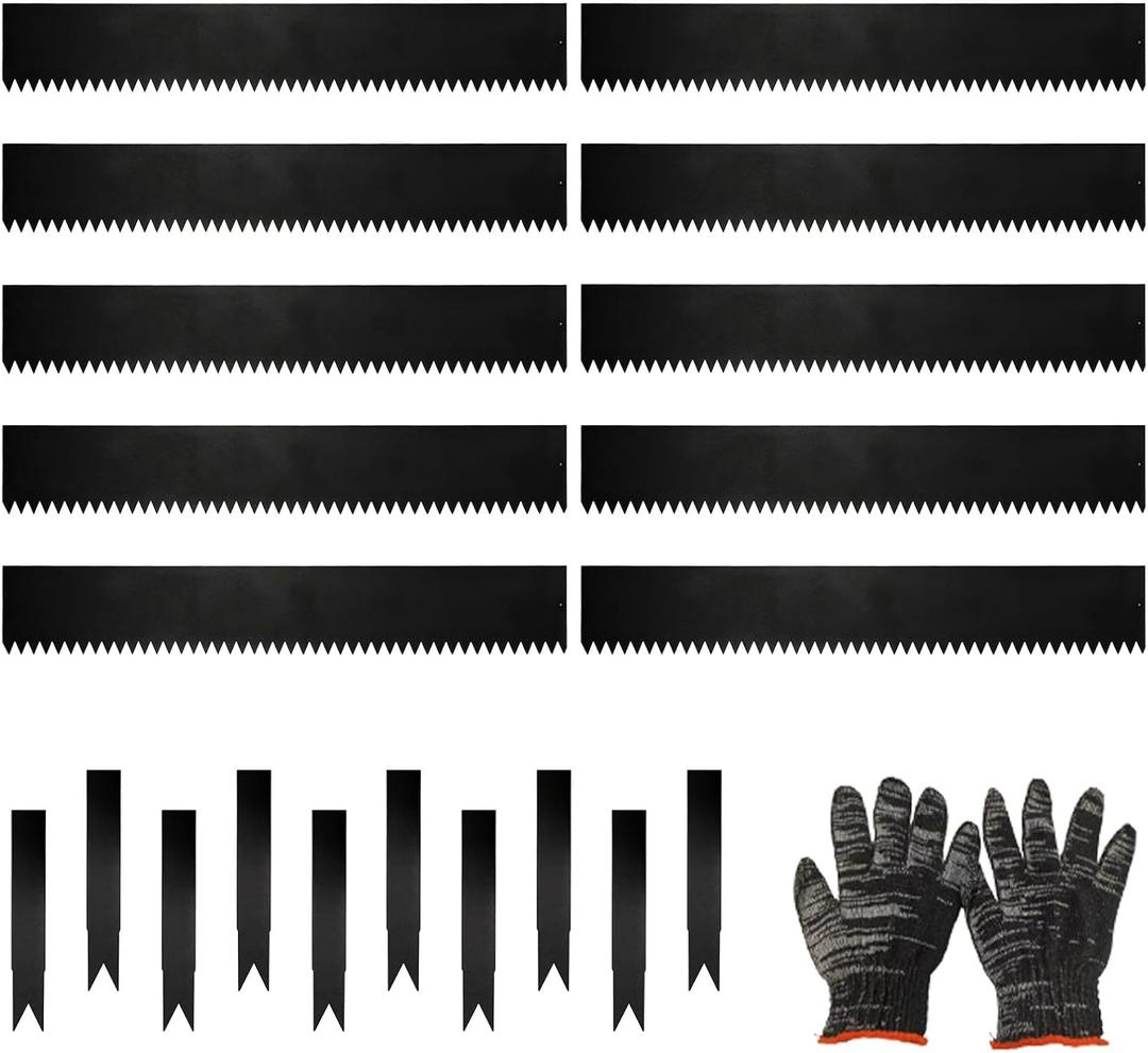 33Ft Galvanized Steel Landscape Lawn Edging, 40" X 8" (10 Pack) Metal Landscape Edging Border with 10 Clips, Metal Garden Edging Border, Metal Edging for Landscaping, Garden, Yard, Pathway