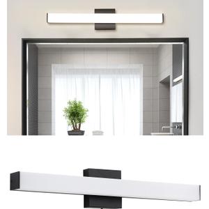 Bathroom Vanity Light Brushed Nickel Square LED 24 inch 14W 4000K Natural White Light Wall Bar Lighting Fixtures Over Mirror (Matte Black, 24inch 4000K Dimmable)