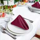 SuperO Set of 40 Cloth Napkins 17 x 17 Inch, Polyester Solid Washable Dinner Napkins with Hemmed Edges,Great for Restaurant, Wedding and Party(Burgundy)