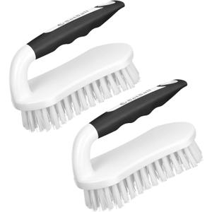 SetSail Scrub Brush, Heavy-Duty Scrub Brushes for Cleaning with Stiff Bristles Cleaning Brush for Shower, Bathroom, Carpet, Kitchen and Bathtub Scrubber - 2 Pack Black