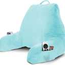 Nestl Reading Pillow with Shredded Memory Foam, Designed for Sitting Up in Bed and Couch, Back and Arms Adjustable Support for Adult & Teens Backrest Pillows for Reading with Washable Cover Light Blue