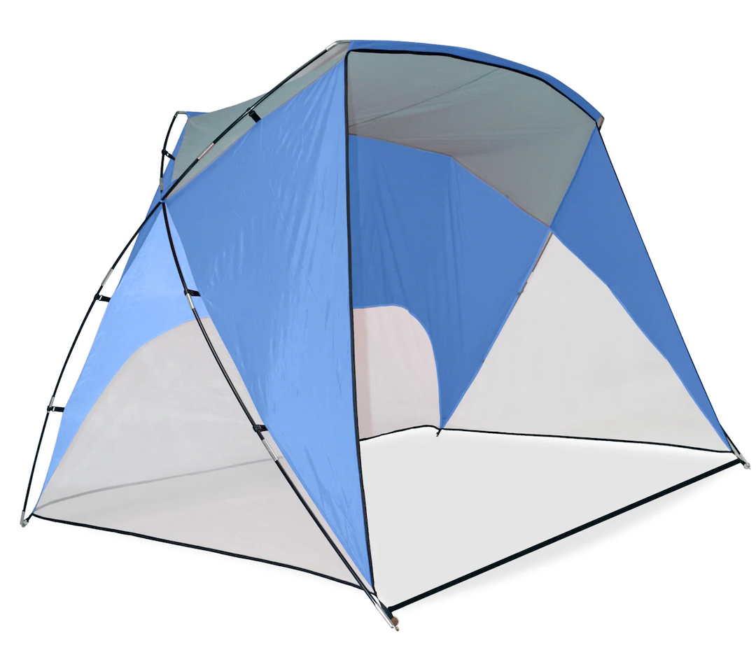Caravan 
Sport Shelter Beach Shade 9' X 6' Blue, 54 Sq. Ft. of Shade Includes Carry Bag and Stake Kit, Lightweight