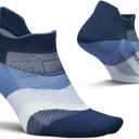 Feetures Elite Ultra Light No Show Tab Ankle Socks - Sport Sock with Targeted Compression (Large, Blue Wave (1 Pair))