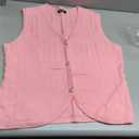 BTFBM Summer Sweater Vest for Women 2025 Sleeveless V Neck Button Up Cardigan Waffle Knit Tank Tops Spring Clothes (X-Large, Pink)