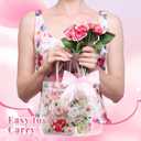 Wesnoy 24 Pcs Clear Floral Gift Bags with Handles Rose Pink Flower PVC Treat Tote Bag for Tea Birthday Party Wedding Bridal Shower Bachelorette Anniversary Engagement Guests, 7.8 x 7.8 x 3.2 Inch (1 Count (Pack of 24))