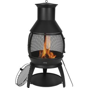 VEVOR Chiminea, 22 Inch Outdoor Wood Burning Firepit, Iron Spherical Fireplace for BBQ & Warming, Wooden Fire Pit with Grill Mesh, Chimney Coat & Rustproof Chiminea Lid, for Patio, Garden, Backyard