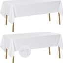 Fokitut 2 Pack Waterproof Rectangle Tablecloth, 60x102 Inch, Stain Resistant and Wrinkle Polyester Table Cloth, Fabric Table Cover for Kitchen Dining, Wedding, Party, Holiday Dinner-White