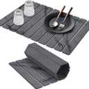 Large Stone Dish Drying Mats for Kitchen Counter, 24"(L)×16"(W) MarblePattern Dish Drying Mat, EcoFriendly Absorbent Diatomaceous Earth Mats for Dishes Bottles Cups, Match Any Countertop  Dark Gary