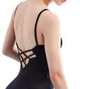 Daydance Camisole Dance Leotards for Women Cotton Spaghetti Straps Ballet Costumes (Small, Black 3)