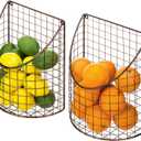 MyGift Antique Copper Metal Wire Wall Mounted Home and Kitchen Pantry Basket Organize, Fruit Basket and Produce Storage Bins, Set of 2 (Bronze)