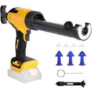Cordless Caulking Gun Compatible With DeWalt 20V Max Battery(NO Battery) Electric Caulking Gun 10 Oz with Anti-Drip,Auto Retract,LED Light,6 Speed for Filling, Sealing, Repair
