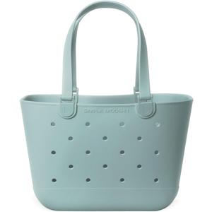 Simple Modern Large Beach Bag | Waterproof Getaway Rubber Tote with Zipper Pocket for Travel, Pool, Boat, Groceries, Sports | Sea Glass Sage