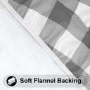 Smiry Round Picnic Tablecloth, Elastic Waterproof Fitted Vinyl Tablecloths for 42"-50" Tables, Flannel Backed Buffalo Plaid Table Cover for Dining, Camping, Outdoor, White and Grey