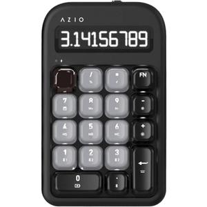 AZIO IZO Wireless Mechanical Calculator & Number Pad (Black/Dark Bronze) - Bluetooth 5.0 & USB, Gateron-Red Mechanical Switch, 9 Backlight Modes, Rechargeable, PC & Mac, Black Willow (IN404)