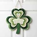 St. Patrick's Day Shamrock Wreath for Front Door - Lucky Welcome Door Sign Wreath Hanger for Wall, Home & Party Decor (Green)