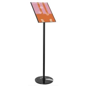 1-Pack – 8.5×11×45 Sign Holders With Marble Base, Sturdy Floor Stand – Black