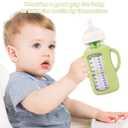 HUAKENER 4 Pack Silicone Sleeves with Handles for Dr Brown Baby Bottles, Anti Breakage Baby Bottle Holder, Compatible Dr Brown Wide-Neck Baby Bottles 9 oz