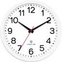 AKCISOT Atomic 10 Inch Wall Clock, Analog Indoor Battery Operated Clock for Kitchen Bedroom Office Classroom Living Room (White)