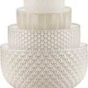 KooK Ceramic Mixing Bowls, Nesting Set of 4, Embossed Kitchen Dishware, Prep, Serving, Gift, Microwave and Dishwasher Safe, 20/44/98/145 oz, Narbonne Collection (Ivory)