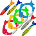 Haktoys Shark Dive Rings Pool Diving Toys for Kids, Sinking Swim Training Toys for Boys & Girls, Underwater Pool Games & Summer Fun, 8-Piece Fish Rings Set & Torpedoes