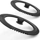 Tempered Strainer Lid for Stockpot, Pasta, Soup Pots - Universal Pan Lids with Heat Resistant Silicone Rim - Glass - Fit 6.5-9.5 inch - Black