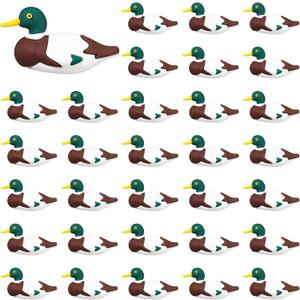 50 Pcs Mini Rubber Mallard Ducks Tiny Ducks Figurines Miniature Mallard Statues Small Rubber Figurine for Nature Birds Lovers Cake Topper Ducky Party Favor Gift