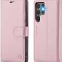 FLIPALM for Samsung Galaxy S25 Ultra Wallet Case with RFID Blocking Credit Card Holder, PU Leather Folio Flip Kickstand Protective Shockproof Cover Women Men for Samsung S25Ultra Phone case (Rose Gold)