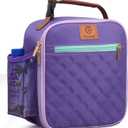 Genteen Kids Lunch Box, Lunch bag for Girls Teen,Insulated Soft Mini Cooler with Bottle Holder, Lightweight Reusable East-Clean LunchBox Back to School, Purple