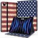 Zonefoker Case for New iPad Pro 12.9 inch 6th/5th/4th/3rd Generation 2022/2021/2020/2018, 12.9'' ipad Pro Leather Folio Protective Cover 6/5/4/3 Gen with Pencil Holder, Auto Wake/Sleep, Flag