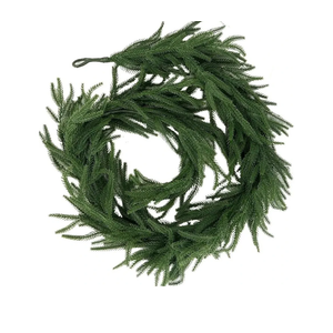 Norfolk Pine Wreath 1 PCS Christmas Norfolk Pine Garland Real Touch Artificial Greenery Wreath Bulk for Holiday Fireplace Table for Home Decor