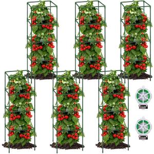 Pack of 6 Square Tomato Cages for Garden, 41.5 x 14 x 14 Inches Tomato Trellis Plant Support Cage for Potted Plants, Heavy Duty Plant Stakes for Raised Garden Bed Climbing Vegetables Flower Pack of 6 Square Tomato Cages for Garden, 41.5 x 14 x 14 Inches Tomato Trellis Plant Support Cage for Potted Plants, Heavy Duty Plant Stakes for Raised Garden Bed Climbing Vegetables Flower