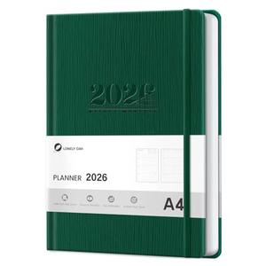 2026 Planner, Large Weekly and Monthly Planners, A4 Faux Leather Daily Calendar 2026 Planner, 12 Month Agenda from Jan. to Dec., Hardcover Habit Tracker Journal(Green)