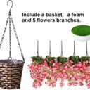 Artificial Fake Hanging Hibiscus Flowers Plants Baskets for Outdoor Decor, Faux Silk Hibiscus Long Vines in Planter UV Resistant Realistic Flowers for Outside Porch Patio Home Decoration, Red