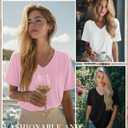 Huukeay 3 Pack Women's Oversized Cotton T-Shirts V Neck Loose Fit Casual Workout Tees Soft Short Sleeve Tops (L)