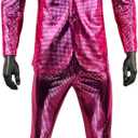 Nawgut Sequin Blazer Metallic Slim Suit 2 Piece Set Disco Prom Shiny Outfit Wedding Party Banquet Fashion Jacket Pant (XL)