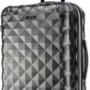 Kenneth Cole REACTION Diamond Tower Collection Lightweight Hardside Expandable 8-Wheel Spinner Travel Luggage, Black, 24-Inch Checked
