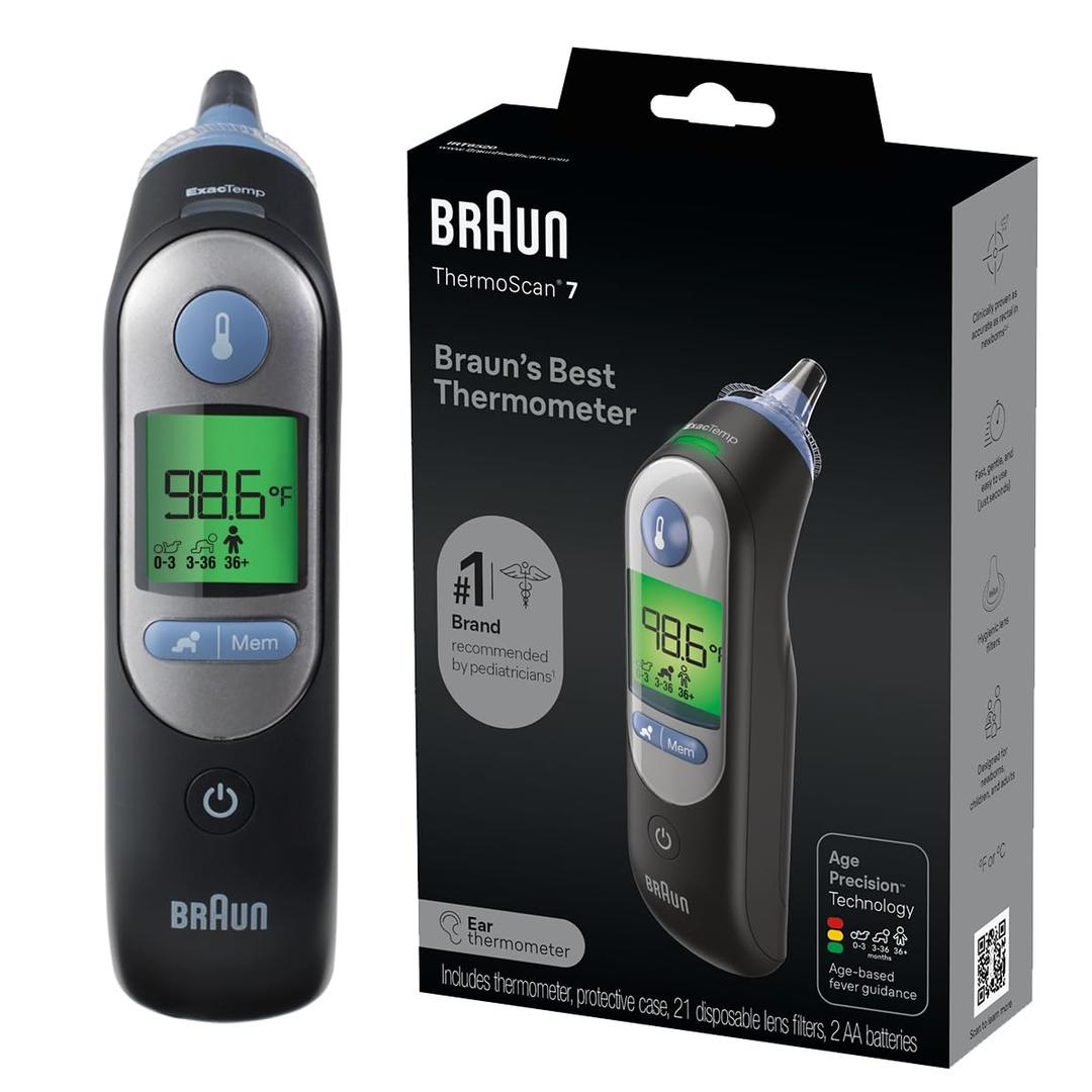 Braun ThermoScan 7 Digital Ear Thermometer for Adults, Babies & Infants, ThermoScan 7