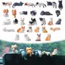 2 x Cute Cat Car Interior Accessories Dashboard Decorations, 29 Piece Car Dash Decor Rearview Mirror Ornament Cute Pussy Figures Anime Decor for Car Home Garden Office