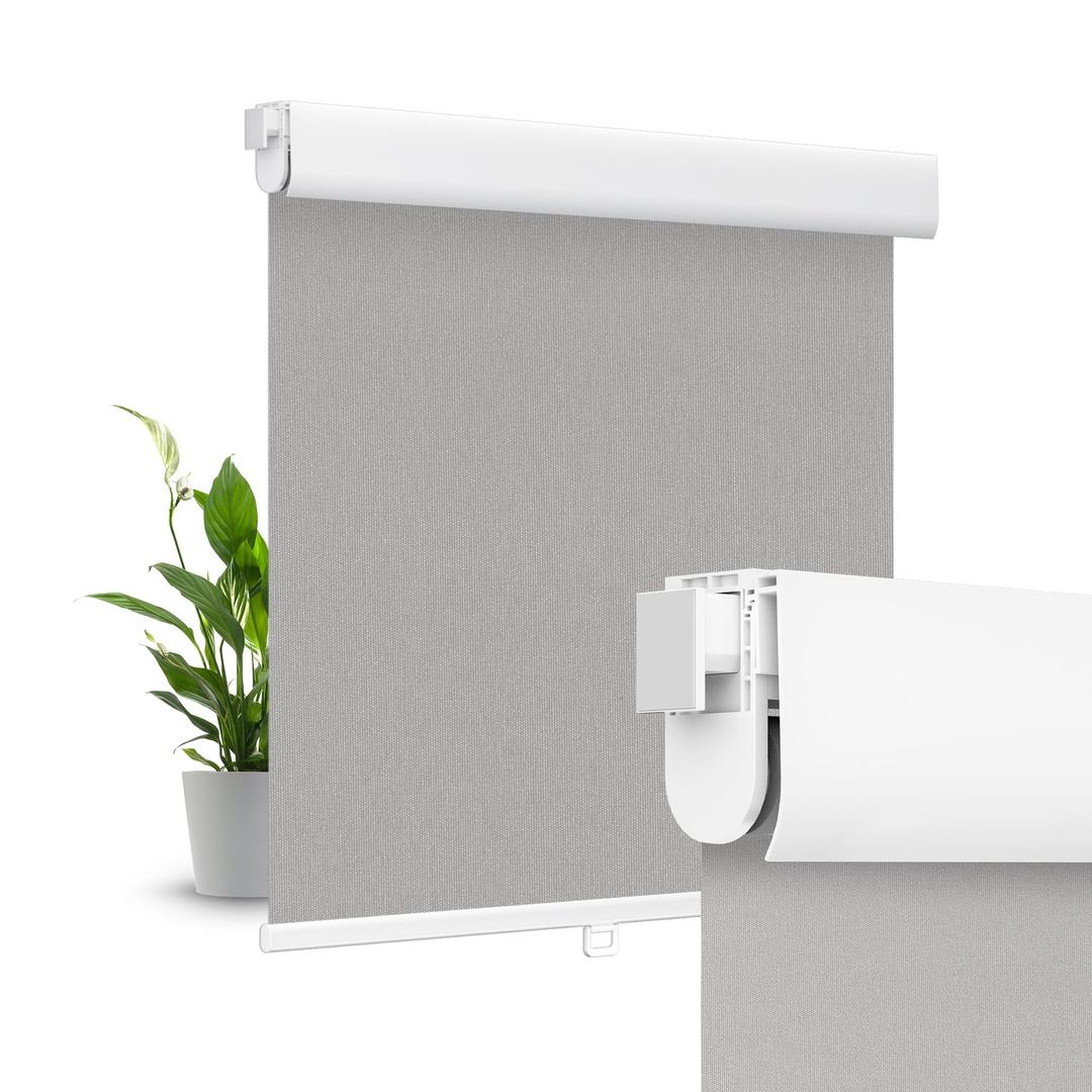 Allesin zen No Drill No Tools Blackout Roller Shades for Windows, 100% Blackout Linen Fabric,Renter-Friendly,UV Protection,Cordless Roller Blinds for Home, Office, Bedroom(Linen,36x72)