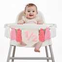 1/2 Birthday High Chair Banner for Baby Boys Girls 6 Months Half Way to One Birthday Party Decorations Tassel Wood Bead Highchair Garland Decorations (Pink)