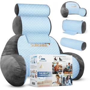 The Adjustable Large Back Pillow for Bed Sitting Up-Ergonomic Back, Neck, and Lumbar Support Pillow-Reading Pillow-Bed Pillow for Sitting Up - Perfect for Elderly, Pregnant Women, and Kids. (Blue+ dark Gray)