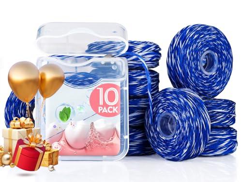 Woven Dental Floss, Expandable Waxed Dental Floss for Gentle,Oral Care Whitening Dental Floss,Plaque Remover for Teeth,String Floss,Mint,10 Spools (32.8 yd Each)