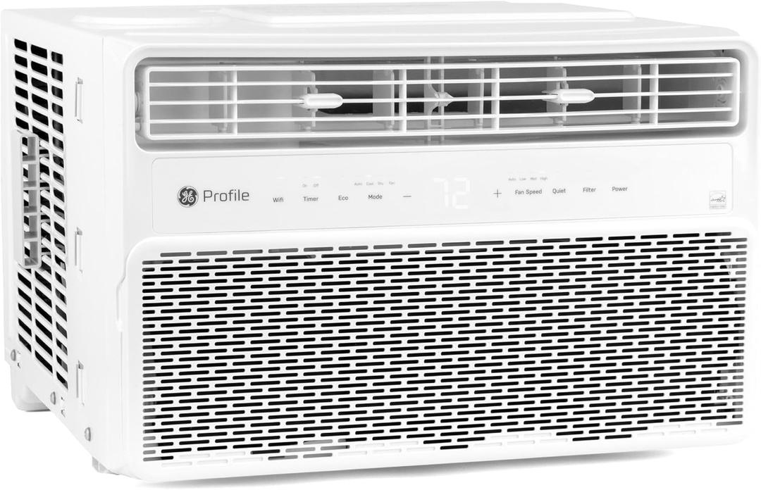 GE PROFILE PWDV08WWF 8,000 BTU Inverter Window Air Conditioner Unit Energy Efficient AC Cooling up to 350 sq ft, Ultra Quiet, Smart Home Capable, Includes Remote and Install Kit, White