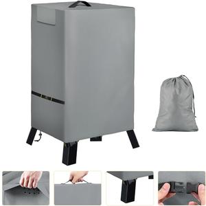 Electric Smoker Cover, Vertical Smoker Grill Cover Outside for Equipped with Tight Fitting Buckles and Fixed Buckles, Waterproof Electric Smoker Cover, 19" W x 18" D x 33" H (Gray)